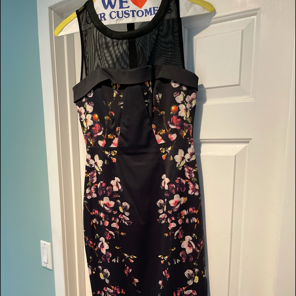 Karen Millen Satin floral dress with sheer top